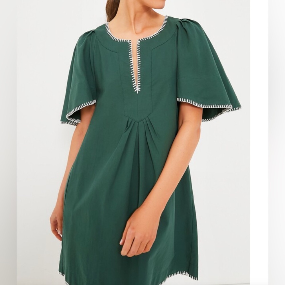 Tuckernuck Pomander place Finley flutter sleeve mini dress xxs Green stitching